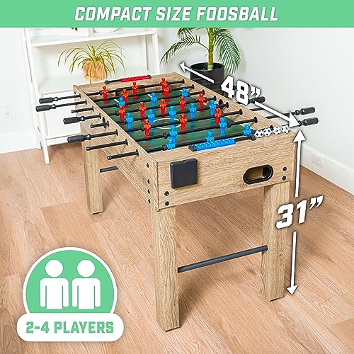 GoSports 48 Inch Game Room Size Foosball Table - Oak Finish - Includes 4 Balls and 2 Cup Holders