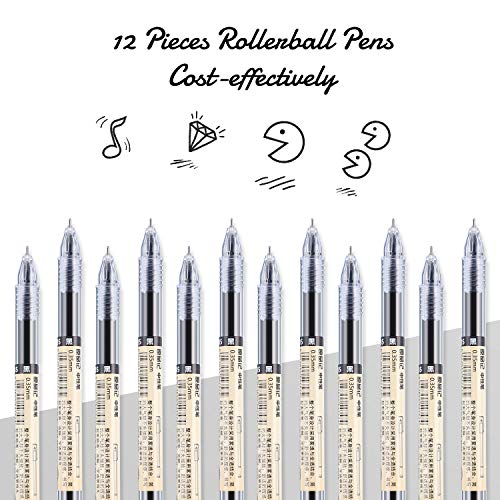 0.35 mm Black Gel Ink Pen Extra-Fine Ballpoint Pen for Office School Stationery Supply (12 Pieces)