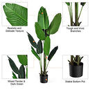 Giantex Artificial Tropical Palm Tree Fake Plant with Gift Black Pot, Floor Bonsai Interior Decoration, Strong Trunks, Artificial Green Plant with 10 Realistic Leaves, Ideal for Home, Garden, 5 feet