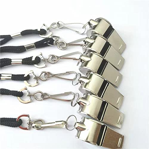 4pcs Stainless Steel Whistle, Coach Whistles Metal Whistle with Lanyard, Loud Crisp Sound Sports Whistles for Referees, Coaches, Polices, Training, Outdoor Sports and Emergency