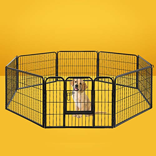 i.Pet 24" Large 8 Panel Pet Dog Playpen Rabbit Play Pen Playpens Fence Cage Cages Puppy Exercise Enclosure Crate Pets Barrier Portable Outdoor Indoor Run Gate Guinea Pig Heavy Panels Kennel