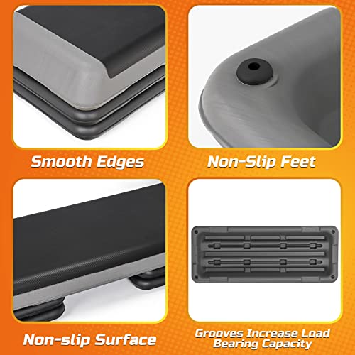 ZENY 43'' Exercise Aerobic Step Platform Adjustable Fitness Stepper with 4 Detachable Risers Fitness Workout Stepper for Home Gym Cardio Strength & Training