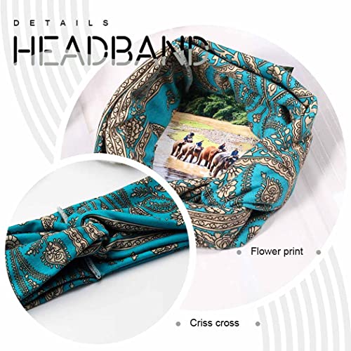 ETHEL Wide Headbands for Women, Non Slip Turban Fashion Hair Bands Soft Boho Headwrap Sweat-Absorbent Hair Accessories Yoga Sports Head Bands Multicoloured Headband Elastic Hair Bands, 4 Pcs