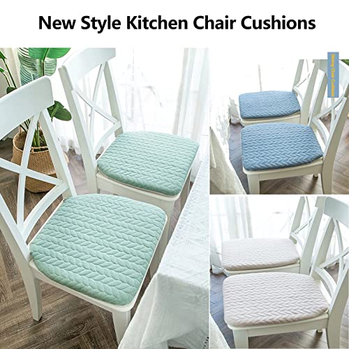 Kitchen Chair Pads Non Slip Set of 4, Chair Cushions for Dining Chairs 4 Pack with Ties, Washable Seat Cushion with Hidden Zipper, 100% Cotton Fabric, Suitable for All Seasons Grey