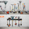 Garage Tool Storage Rack, Garage Organizer Wall Mounted Storage System with 6 Hooks, Max 300 lbs Super Heavy Duty Garden Tool Hanger Rack for Ski Gears, Chair, Broom, Mop, Rake Shovel Yard Tools