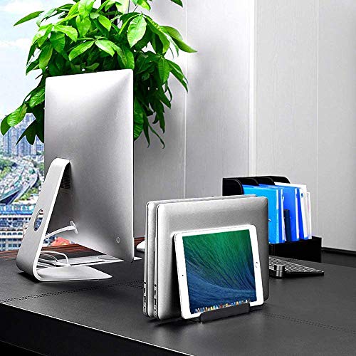 [Upgraded Version] Vertical Laptop Stand, Geecol Double Desktop Stand Holder with Adjustable Dock (Up to 17.3 inch), Fits All MacBook/Surface/Samsung/HP/Dell/Chrome Book (Dual Black)