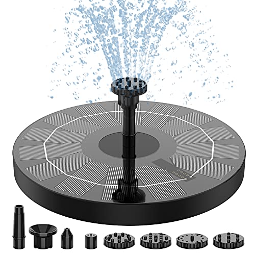 AISITIN 2.5W Solar Bird Bath Fountain Pump, Solar Fountain Pump for Bird Bath with 6 Nozzles, 6.7" Solar Powered Water Fountain Pump for Garden, Ponds, Pool, Fish Tank, Outdoor and Aquarium