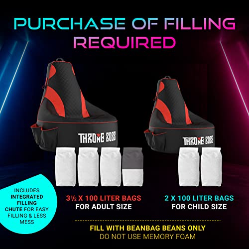 Gaming Bean Bag Chair for Adults & Kids [No Filling], Teens, Dorm Chair, Video Game Chairs, Beanbag Gaming Chair (Red, Adult)
