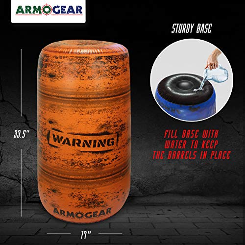 ArmoGear Inflatable Battle Barrels | Team Colored Inflatable Battle Zones | Red, Blue, Green, & Orange | Pump Included | Compatible with Nerf, Laser X, Water Blasters, Paintball Etc.!