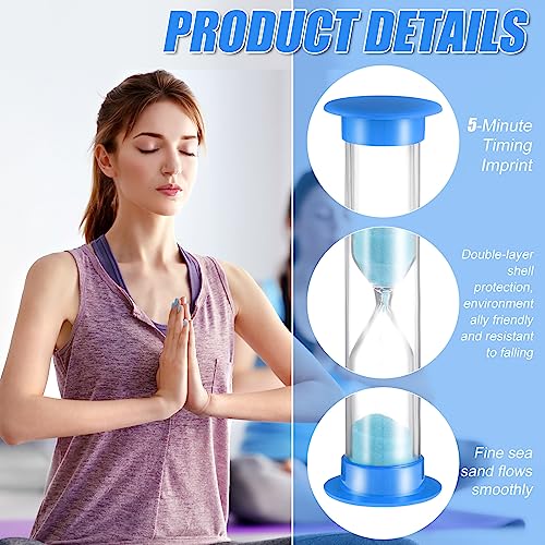 24 Pcs 5 Minute Sand Timer Plastic Hourglass 5 Min Visual Timer Mini Classroom Timer Small Shower Timer for Teacher Classroom School Must Haves Supplies Egg Sand Clock Kids Time Management (Blue)