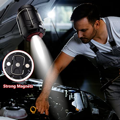 ZCOINS Rechargeable LED Collapsible Camping Lantern, Portable Battery Powered Flashlight, Handle Camping Light Lamp with Magnetic for Hurricane Power Outages Fishing Emergency Tent Hiking Supplies