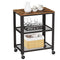 VASAGLE Serving Cart, 3-Tier Bar Cart on Wheels with Storage and Steel Frame, Rustic Brown ULRC78X, 15.7 x 23.6 x 30.6 Inches