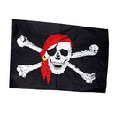 SHATCHI 5x3ft Flag Smiley Emoji/Jolly Roger Rum Spooky Halloween Christmas Treasure Hunt Kids Banner Table Cover Party Decorations, Red Scarf Skull