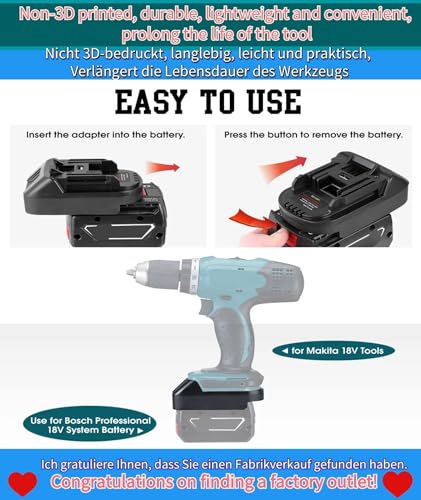 MAKBOS Battery Adapter for Bosch for Makita Battery, Conversion from Bosch 18 V Professional GBA Batteries in for Makita 18 V Tool Batteries, Compatible with Makita Power Tools