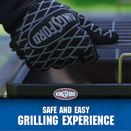 Kingsford Extreme Heat BBQ Grill Gloves, 2 Count | Heat Resistant Barbecue Gloves | The Ultimate Heat Barrier Silicone Grilling Gloves with Anti-Slip Safe Grip