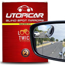 Blind Spot Mirrors. Unique design Car Door mirrors/Mirror for blind side engineered by Utopicar for larger image and traffic safety. Awesome rear view! [frameless design] (2 pack)