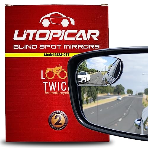 Blind Spot Mirrors. Unique design Car Door mirrors/Mirror for blind side engineered by Utopicar for larger image and traffic safety. Awesome rear view! [frameless design] (2 pack)