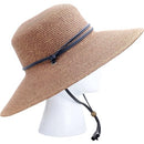 Sloggers Wide Brim Hats for Women - Braided Packable Summer Hats for Women - UPF 50+ Maximum Sun Protection for Gardening, Beach, Hiking, Travel - with Wind Lanyard Pull Closure (Dark Brown)