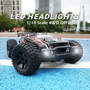 DEERC 9206E Remote Control Car 1:10 Scale Large RC Cars 48+ kmh High Speed for Adults Boys Kid,Extra Shell 4WD 2.4GHz Off Road Monster RC Truck,All Terrain Crawler Gift with 2 Battery for 40+ Min Play