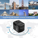 LENCENT Universal Travel Adapter, International Charger with 3 USB Ports and Type-C PD Fast Charging Adaptor for iPhone, Samsung, Tablet, Gopro. for Over 200 Countries Type A/C/G/I (USA, UK, EU AUS)