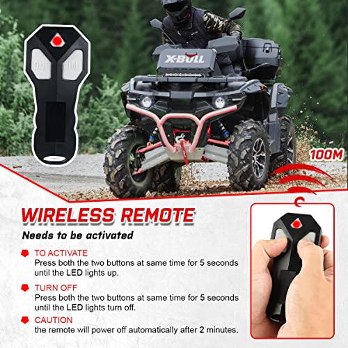 X-Bull 12V 3000LBS/1360kg Electric ATV Winch 2 Remote Wireles Control Steel Cable Boat ATV Kit…