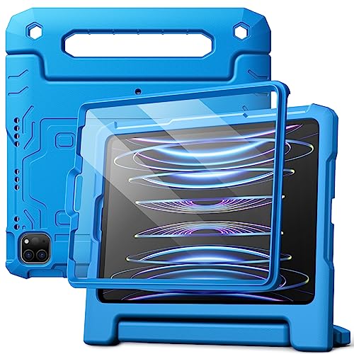 JETech Kids Case for iPad Pro 11 Inch All Models, iPad Air 5/4 (10.9-Inch) with Built-in Screen Protector, Shockproof Full-Body Handle Stand Tablet Protective Cover (Blue)