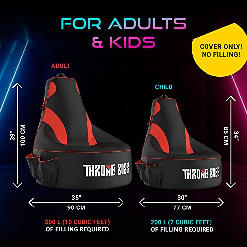 Gaming Bean Bag Chair for Adults & Kids [No Filling], Teens, Dorm Chair, Video Game Chairs, Beanbag Gaming Chair (Red, Adult)