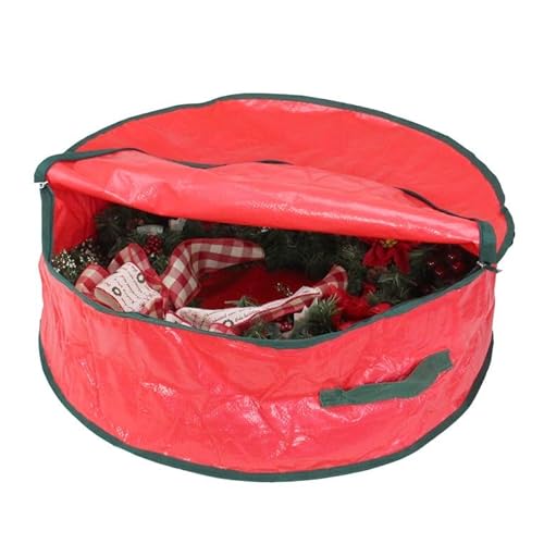 Christmas Wreath Garland Storage Bag - Stores Up To 55cm Artificial wreaths, Durable Waterproof Material Zippered Storage Container with Carry Handles