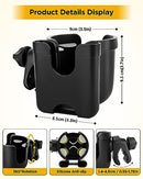 Universal Stroller Cup Holder with Mobile Phone Case, 2-in-1 Strollers Storage Rack, 360 Degrees Rotation Drink Holder for Bike, Pushchair, Wheelchair, Walker,Bicycle, Fits Most Cups
