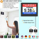 2023 Upgraded 19 Alarms Electronic Calendar Clock Day Date Clock, Non-Abbreviated Memory Loss Extra Large Day & Month Digital Clock, Auto Night Dimming (8” Black with Remote Control)