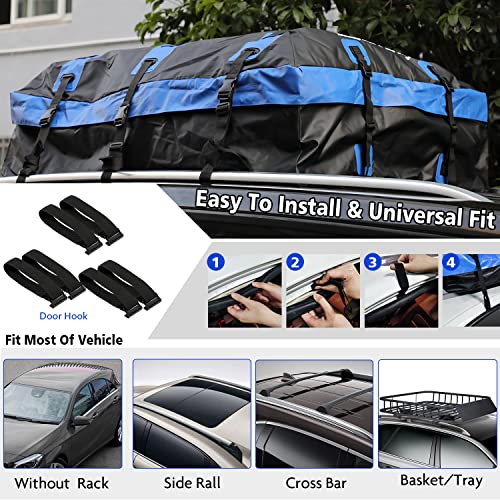 ZOSTERA Rooftop Cargo Carrier Car Roof Cargo Bag Waterproof 21 Cubic Feet, Soft Roof Top Luggage Bag with Anti-Slip Mat, Suitable for SUV Car, with/Without Racks