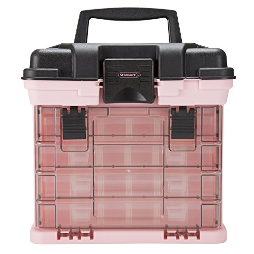 Stalwart 75-STO3183 Parts & Crafts Rack Style Tool Box with 4 Organizers, Pink