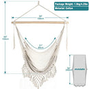 Chihee Hammock Chair Super Large Hanging Soft-Spun Cotton Rope Weaving Chair, Hardwood Spreader Bar Wide Seat Lace Swing Chair Indoor Outdoor Garden Yard Theme Decoration