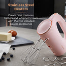 Tower T12061PNK Cavaletto Hand Mixer with Stainless Steel Beaters, Dough Hooks, 5 Speeds, 300W, Pink and Rose Gold