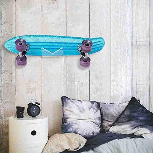 Skateboard Wall Mount, Longboard Display Mount, Mini Wall Hanger Rack Storage Display, Skateboard Display Stand For Fits Skateboard Longboard Skis Nowboards Electric Skateboard (Clear)