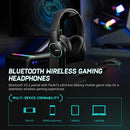 Hecate by Edifier G2BT Gaming Headset, Bluetooth 5.2 Wireless Gaming Headphones with 40mm Driver, Deep Bass Stereo Sound, Noise Cancelling Over Ear Headphones with Soft Earmuffs, RGB Light, Black