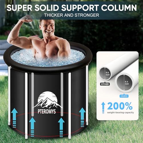 PTEROMYS Large Ice Bathtub for Athletes with Lid Portable Hot Tub Cold Plunge Therapy Training-Adult Spa for Ice Baths Soaking Ideal for Hot Bath Ice Bath (tub-75 * 75)