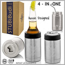 STUBiBudi Stubby Holder, Beer Cooler & Bottle Opener 4 in 1 - Premium 375ml Can Coolers Stubby Cooler Cans Bottles & Tumbler - Beer Gifts for Men Women Stainless Steel Insulated Bottle Holder (Steel)