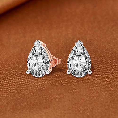 1 Carat - 10 Carat | 14K Gold | IGI Certified Lab Grown 3 Prong Solitaire Diamond Earrings | Pear Shape Push Back Prong Setting Friendly Diamonds Earrings, 3 cttw, Metal Gemstone, Diamond