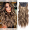 4pcs Clip in Hair Extensions Balayage Chocolate Brown to Caramel Blonde 20inch Long Wavy Synthetic Hair Extensions