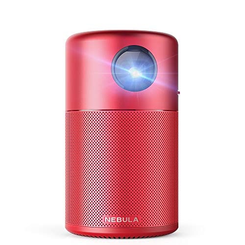 Nebula Capsule Smart Mini Projector, by Anker, Portable 100 ANSI lm High-Contrast Pocket Cinema with Wi-Fi, DLP, 360° Speaker, 100" picture, Android 7.1, 4-Hour Video Playtime, and App-Red