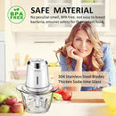 Food Processor 6000mAh Cordless Mini Chopper with 1.2L Glass Bowl, Electric Food Processors BPA-free Garlic Mincer Blender with 4 Stainless Steel Blades,2 Speeds for Baby Food,Veggie Xmas Gift(White)