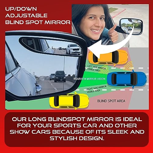 Blind Spot Mirrors. long design Car Mirror for blind side by Utopicar for traffic safety. Door mirrors for great rear view! [stick-on] (2 pack)