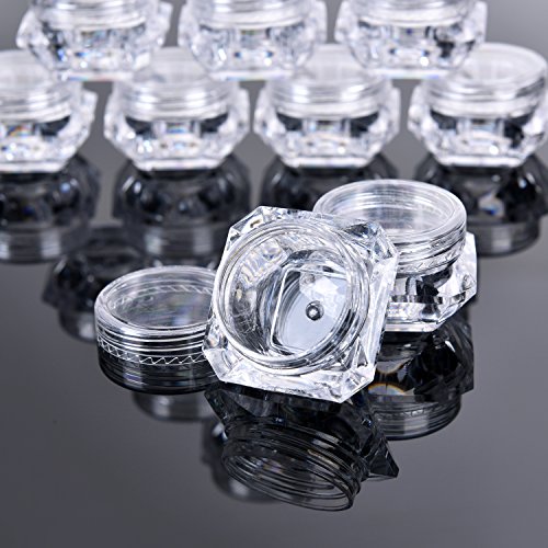 (Pack of 100) - TMO 5 Gramme Clear Jars Plastic Cosmetic Container Empty Cosmetic Sample Containers Transparent 5G/5ML Plastic Pot Jars for Eye Shadow,Nails,Powder,Paint (100 Pcs)