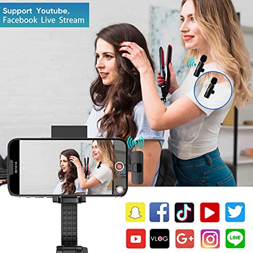 Zooblu Wireless Lavalier Lapel Microphone for iPhone iPad,Mini Recording Phone Mic for Live Stream,for Video Recording,Interview,TikTok,Facebook Live,YouTube,Auto-sync 2-in-1