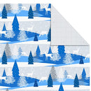 Hallmark Flat Christmas Wrapping Paper Sheets with Cutlines on Reverse and Gift Tag Seals (12 Folded Sheets, 16 Gift Tag Stickers) Blue and Silver Snowflakes, Deer Forest Scene, Blue Tartan Plaid