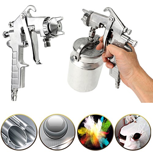 NUZAMAS Suction Feed Air Spray Paint Gun 2.0mm Stainless Nozzle 1000ml Capacity Airbrush Painting Tool for Car Furniture Painting Hand Held Paint Sprayer