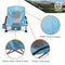 Coastrail Outdoor Beach Chair Low Profile Mesh Back Folding Chair for Adults with Cup Holder & Cooler & Phone Bag for Outdoor Camping Beach, Supports 300 lbs, Blue, 2 Pack