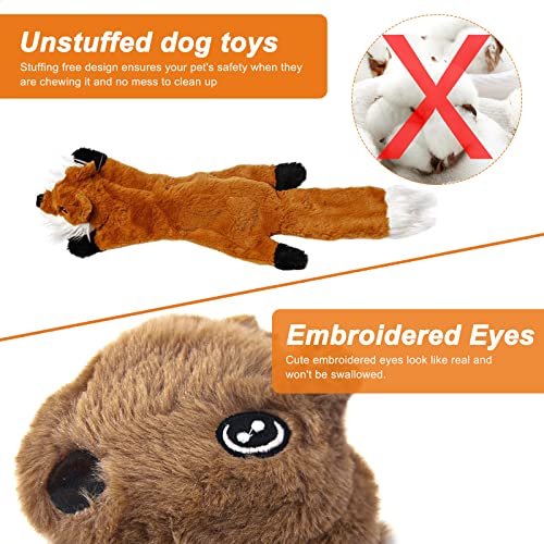 Dog Squeaky Toys,3 Pack No Stuffing Squeaky Plush Dog Toy,Crinkle Durable Plush Cute Animals Natural Puppy Toys for Teething Pet Toys Squeak for Boredom