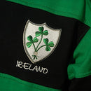 (Large) - Irish Rugby Shirt for Men, Green and Blue with Shamrock Crest, Irish Fan Shirt.